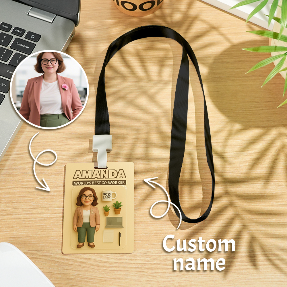 Personalized 2D Cartoon Name Tag  Custom ID Badge with Photo Toy Box Style Avatar Work Card