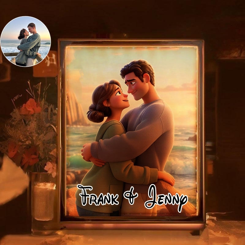 Custom Cartoon Mirror Lamp with Name Cute Personalized Gift Lover Gifts for Lover