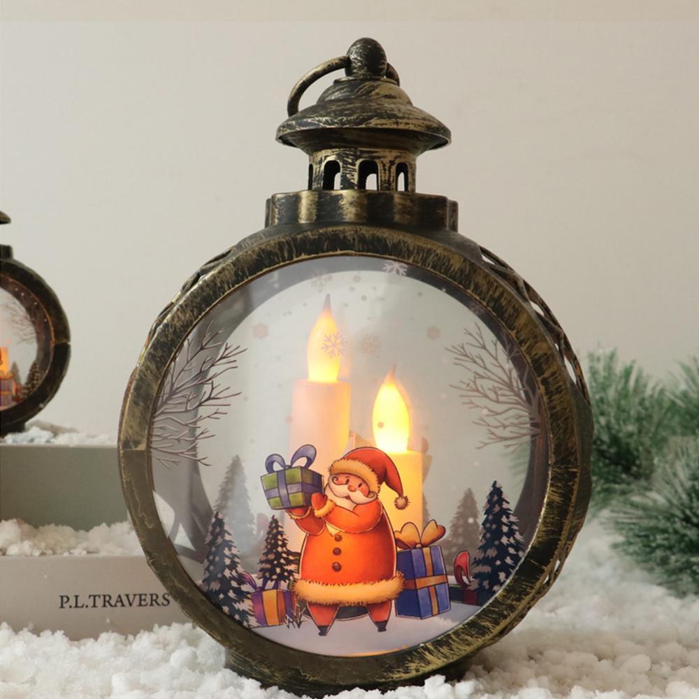 Christmas LED Candle Lights Gifts Round Christmas Chandeliers Portable Cross-border New Retro Window Ornaments