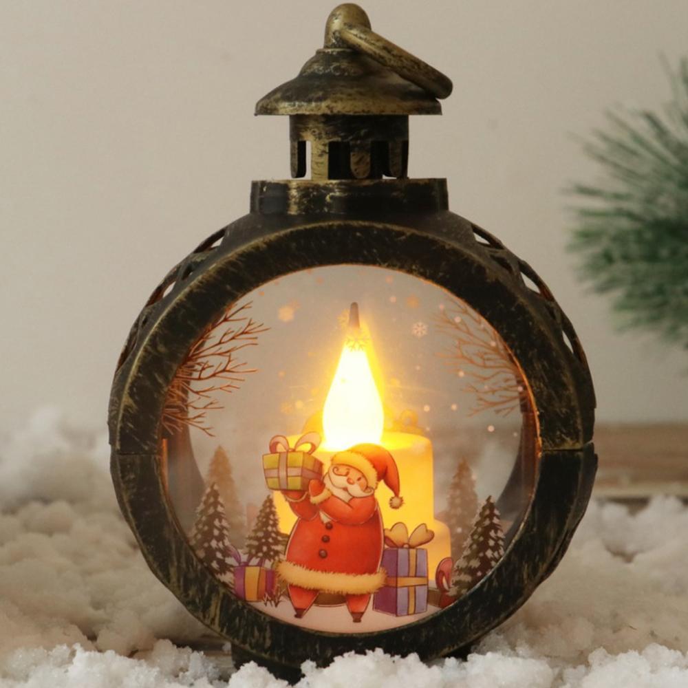 Christmas LED Candle Lights Gifts Round Christmas Chandeliers Portable Cross-border New Retro Window Ornaments