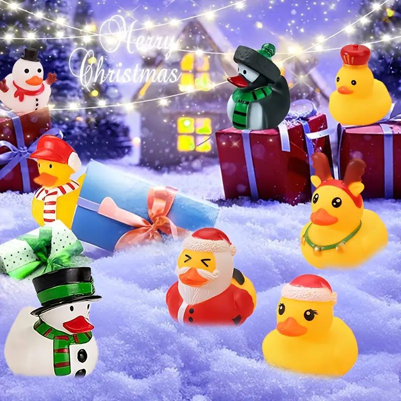 Christmas Advent Calendar 2025 with 24 Rubber Ducks Countdown Holiday Surprise Box for Kids Fun Party Gift Set