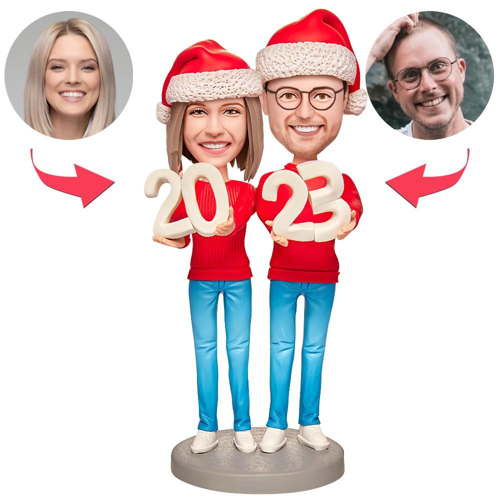 Christmas Gift Happy New Year Custom Bobblehead with Engraved Text - Myphotomugs