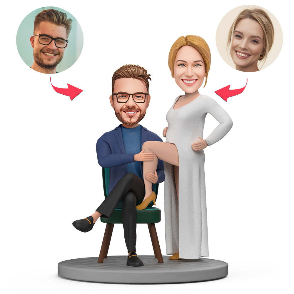 Valentines Gift Pregnant Woman Funny Custom Bobblehead with Engraved Text - Myphotomugs
