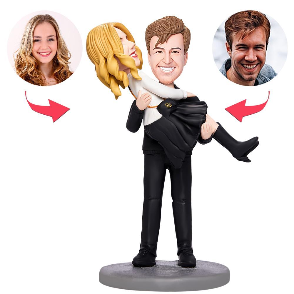 Valentines Gift Carry Wife Romantic Couple Custom Bobblehead with Engraved Text - Myphotomugs
