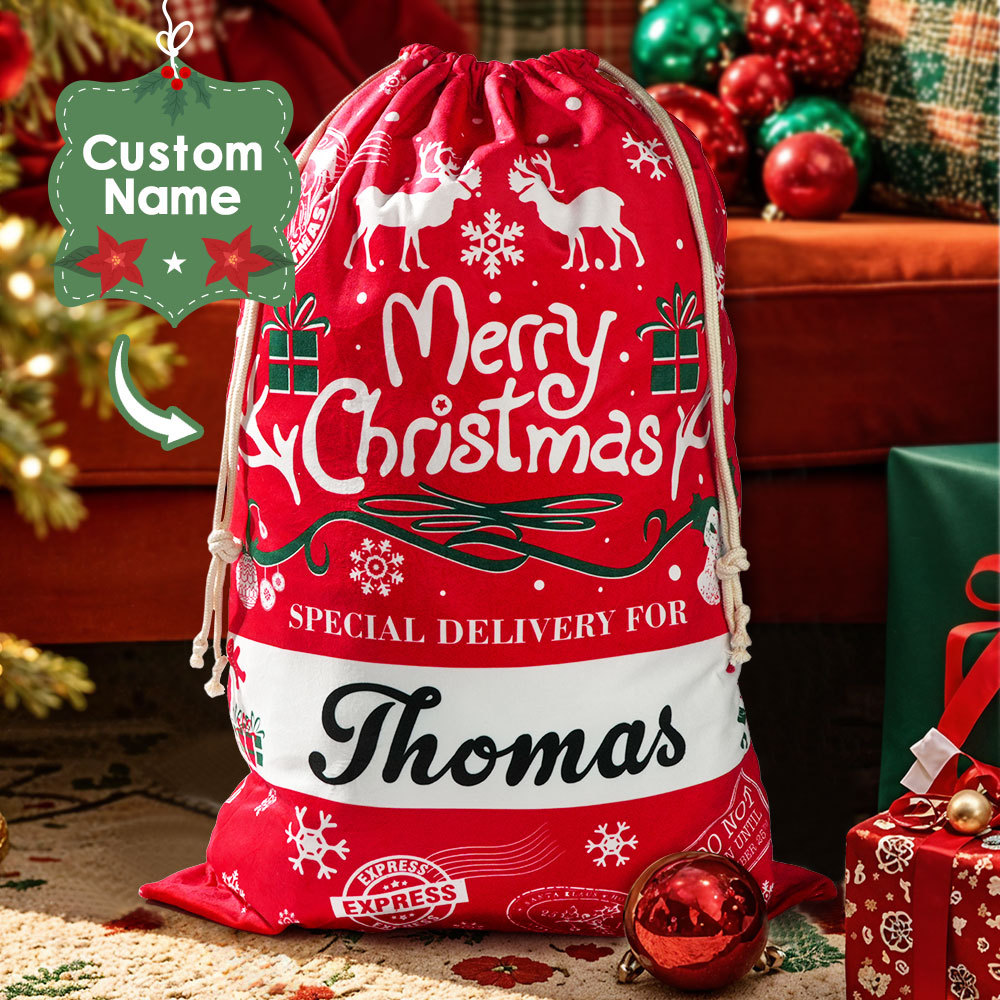 Custom Name Gift Bag Personalized Christmas Santa Sack for Gifts Christmas Gifts for Kids