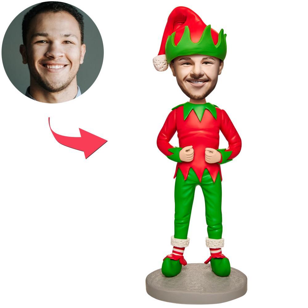Christmas Gift Christmas Elf Costume Custom Bobblehead with Engraved Text - Myphotomugs