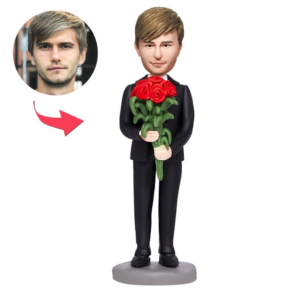 Valentines Gift Roses for You Custom Bobblehead with Engraved Text - Myphotomugs