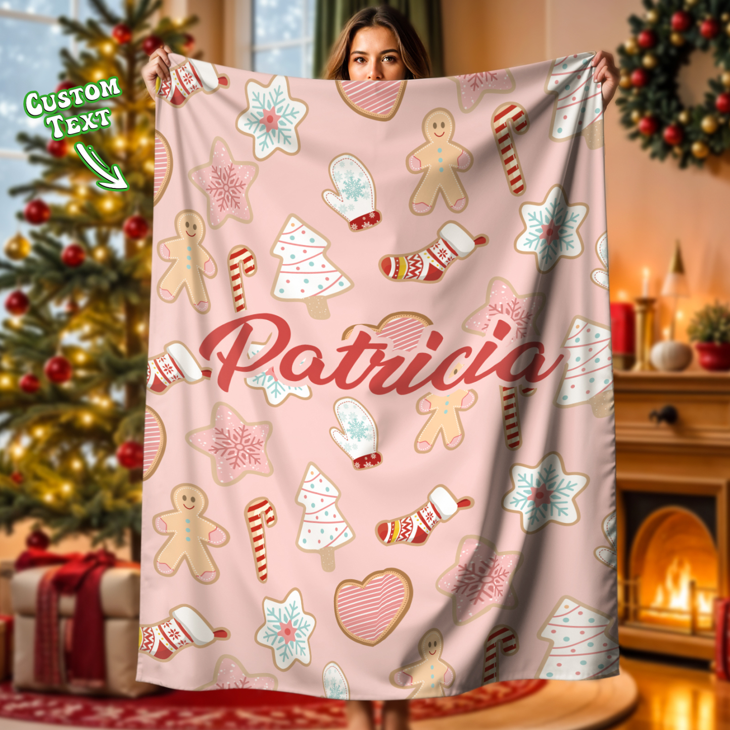 Custom Christmas Blanket Personalized Name Blanket Name Blanket for Family