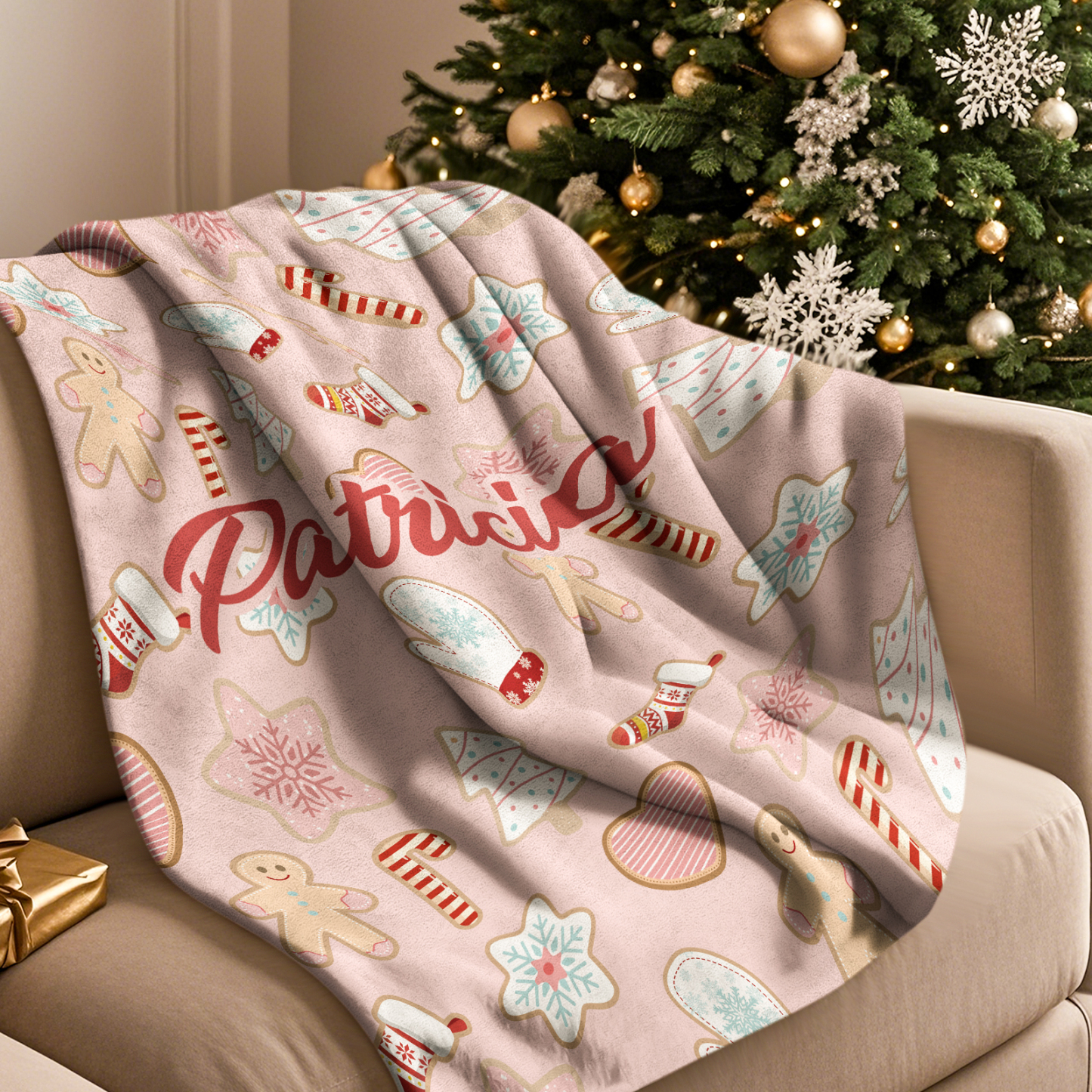 Custom Christmas Blanket Personalized Name Blanket Name Blanket for Family