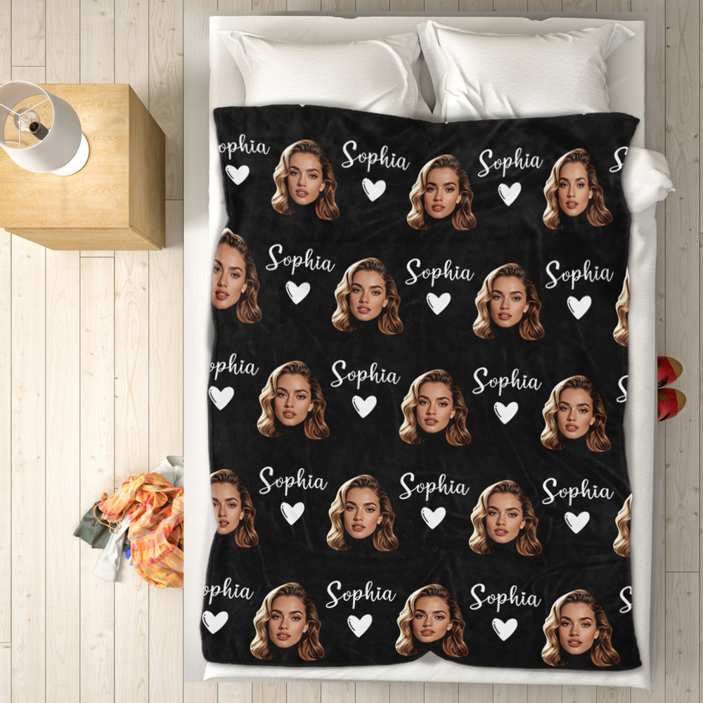 Personalized Face Blanket Custom Name Blanket Custom Photo Present for Lover