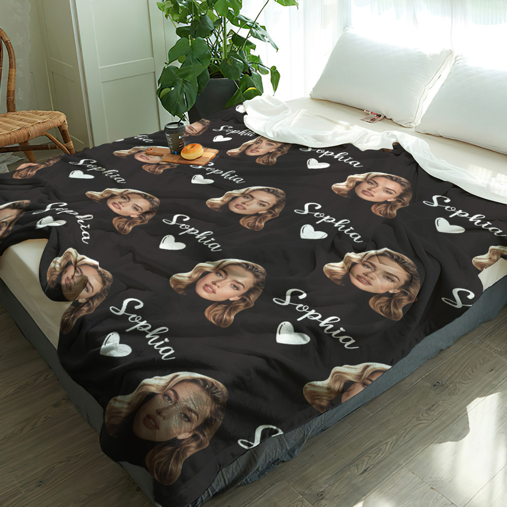 Personalized Face Blanket Custom Name Blanket Custom Photo Present for Lover