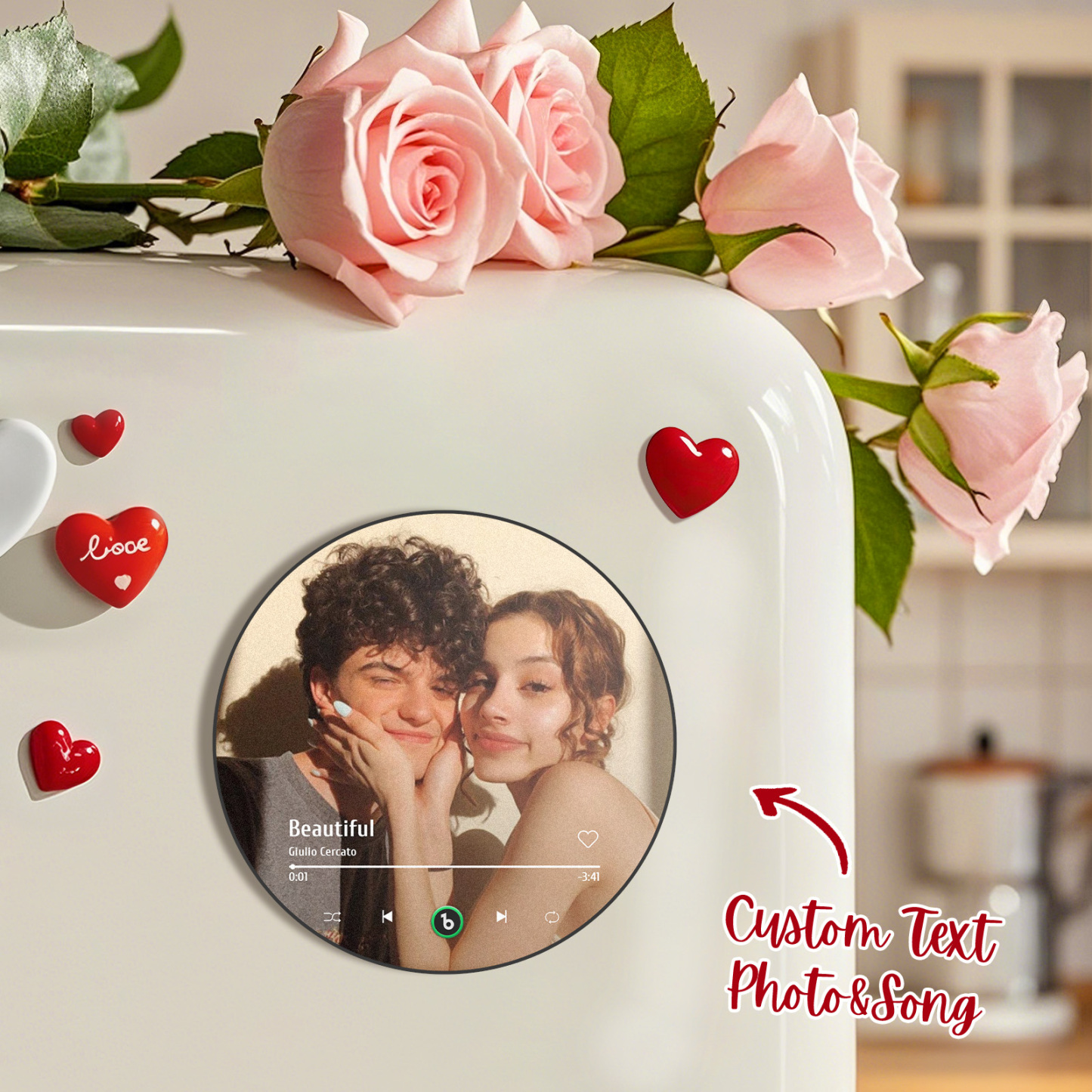 Custom Music Fridge Magnet Custom Heart Frame Album Fridge Magnet Music Wall Photo Sticker