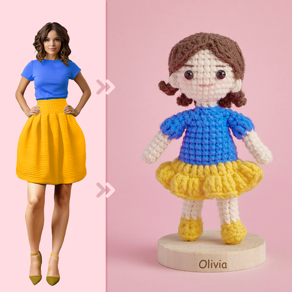 Full Body Customizable 1 Person Custom Crochet Doll Personalized Gifts Handwoven Mini Dolls - Snow White - Myphotomugs