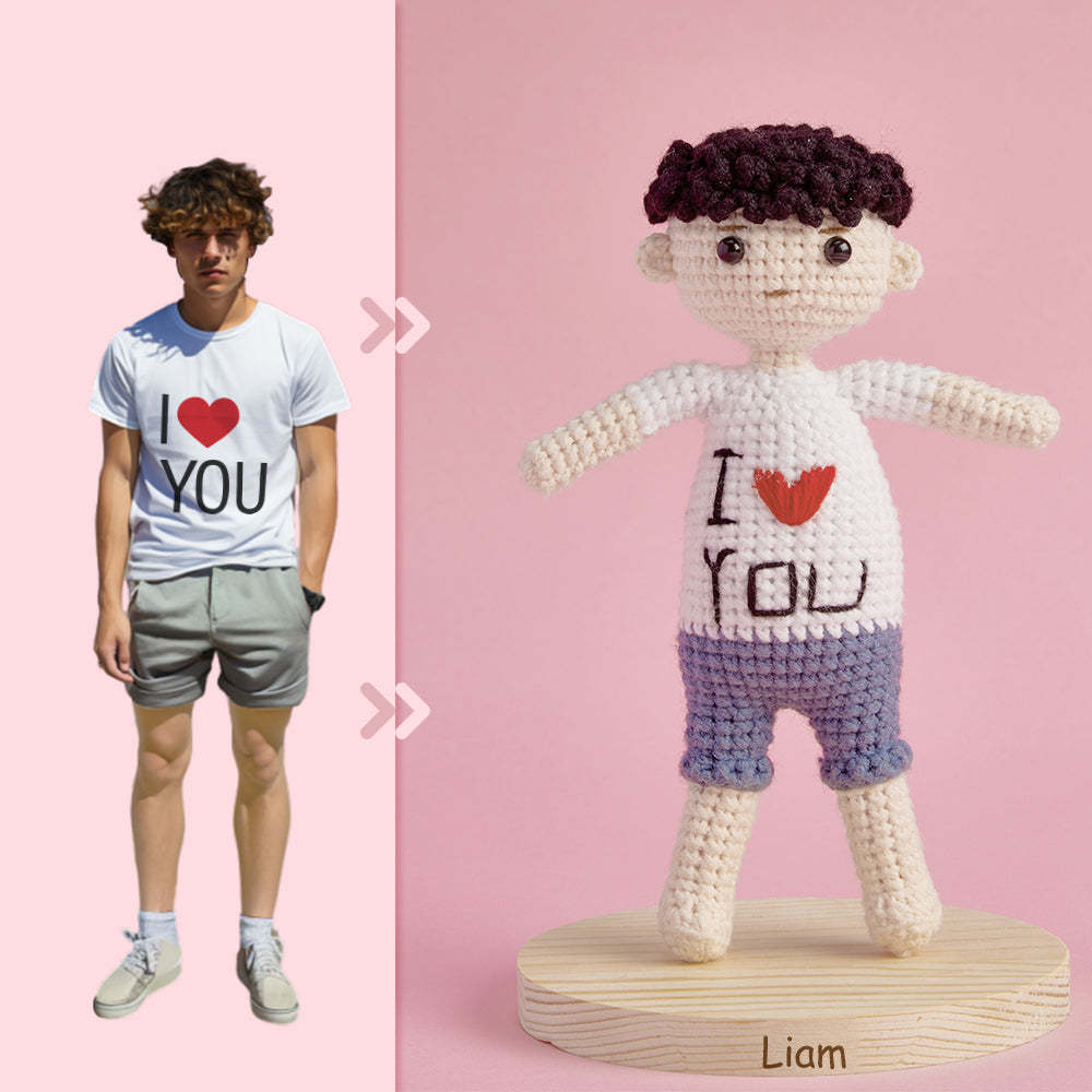Full Body Customizable 1 Person Custom Crochet Doll Personalized Gifts Handwoven Mini Dolls - I Love You - Myphotomugs