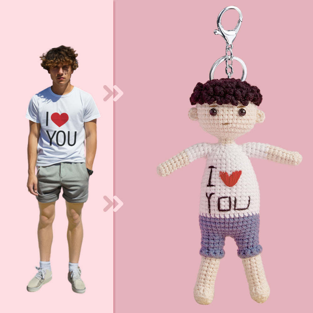 Full Body Customizable 1 Person Custom Crochet Doll Personalized Gifts Handwoven Mini Dolls - I Love You - Myphotomugs