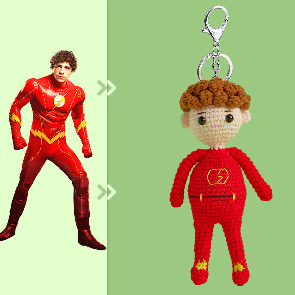 Full Body Customizable 1 Person Custom Crochet Doll Personalized Gifts Handwoven Mini Dolls - Flash - Myphotomugs