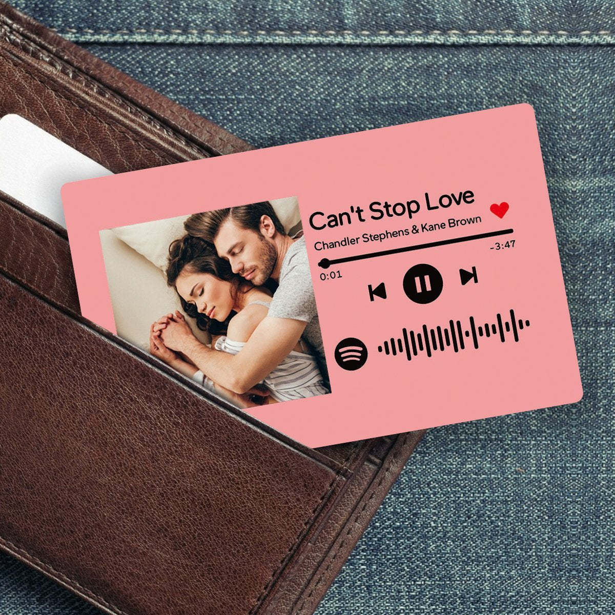 Custom Spotify Music Code Wallet Card Personalized Message Card Pink - Myphotomugs