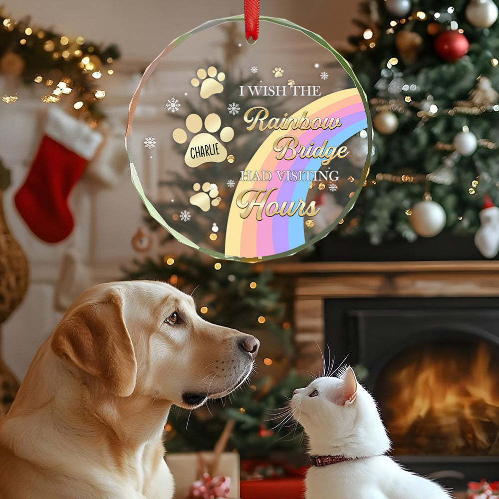 Custom Memorial Ornament I Wish The Rainbow Bridge Had Visiting Hours Ornament Gift for Pet Owners - MyPhotoMugs