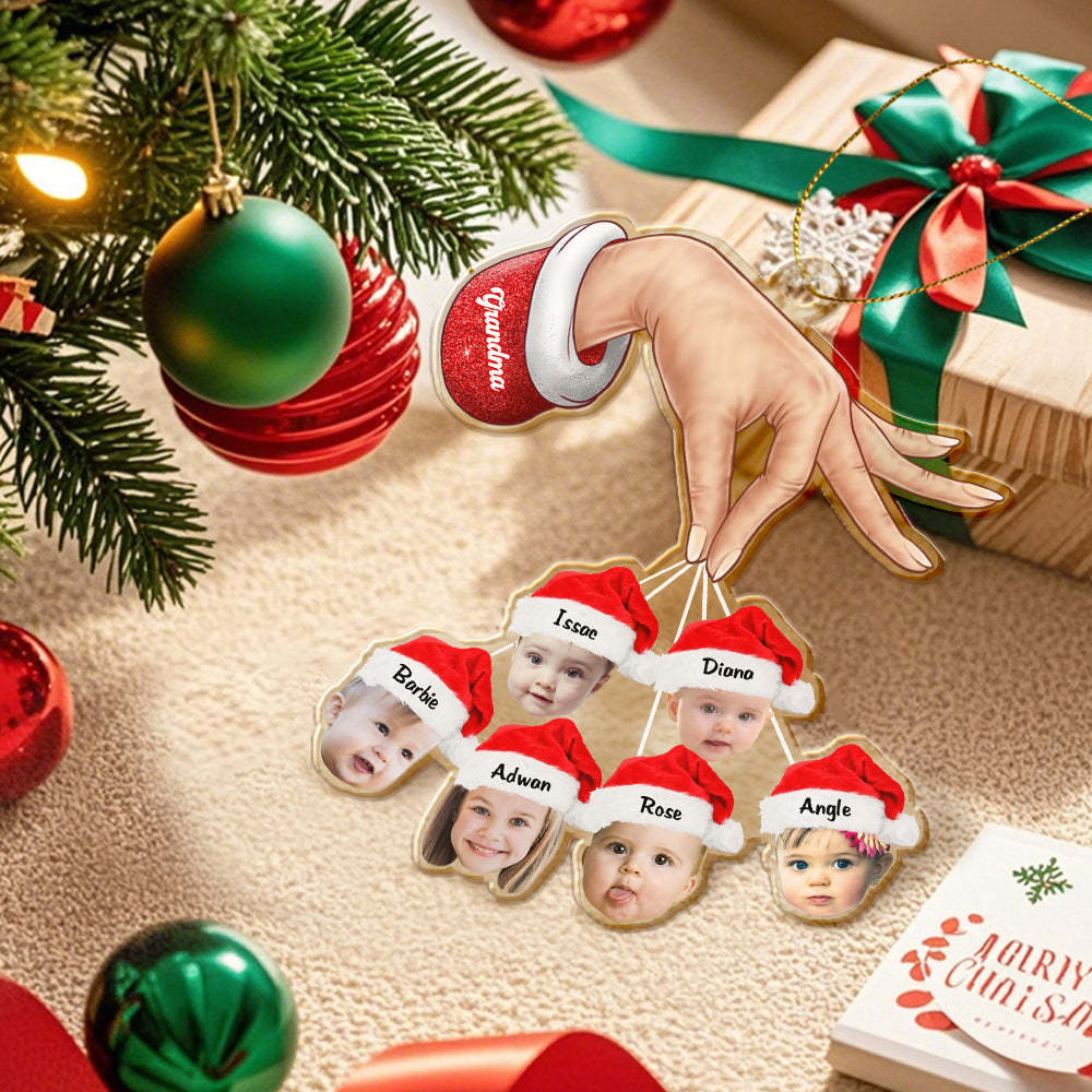 Personalized Grandma Grandkids Christmas Gift Custom Acrylic Funny Christmas Ornament Gifts - MyPhotoMugs