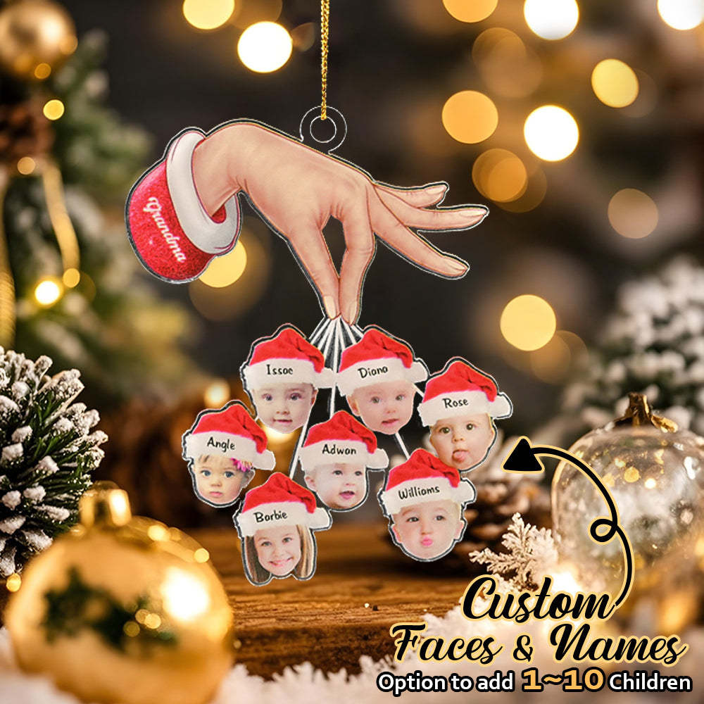 Personalized Grandma Grandkids Christmas Gift Custom Acrylic Funny Christmas Ornament Gifts - MyPhotoMugs