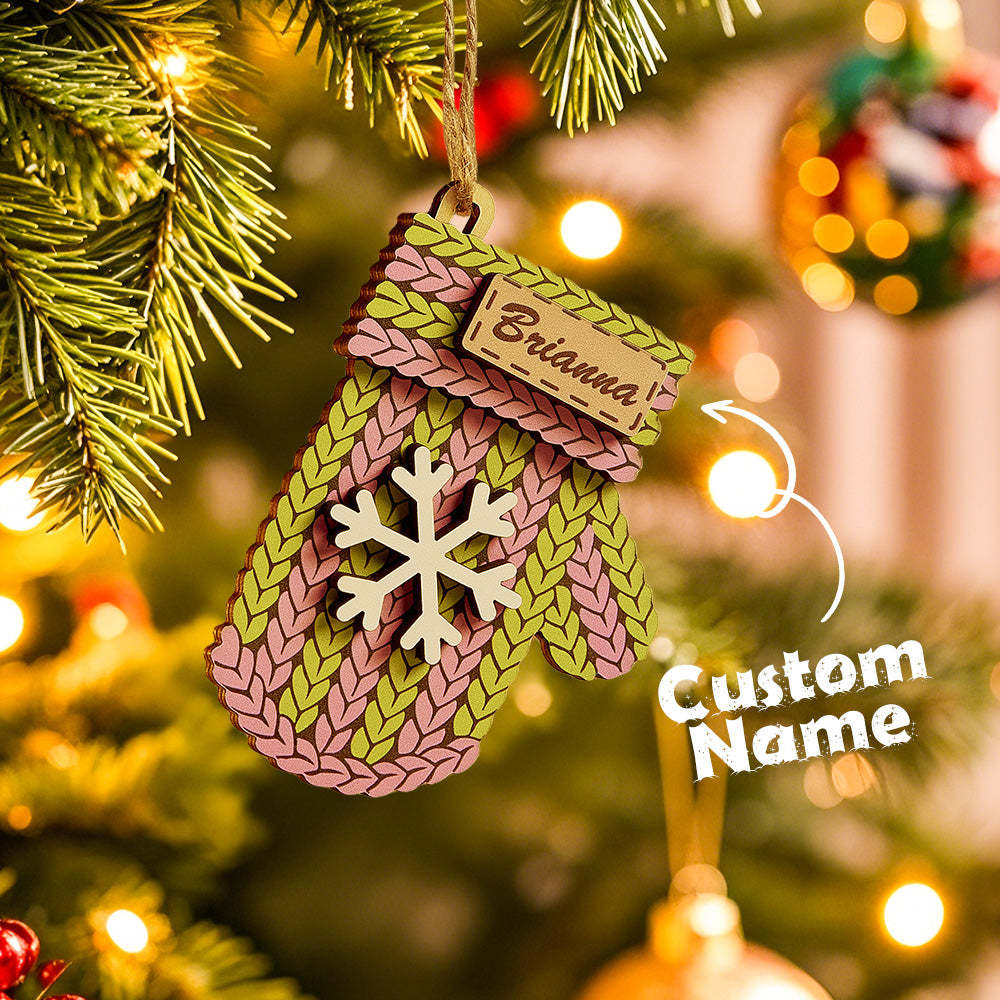 Personalized Name Winter Beanie Hat Christmas Ornament Custom Christmas Winter Mitten Stocking Sweater Ornament - MyPhotoMugs