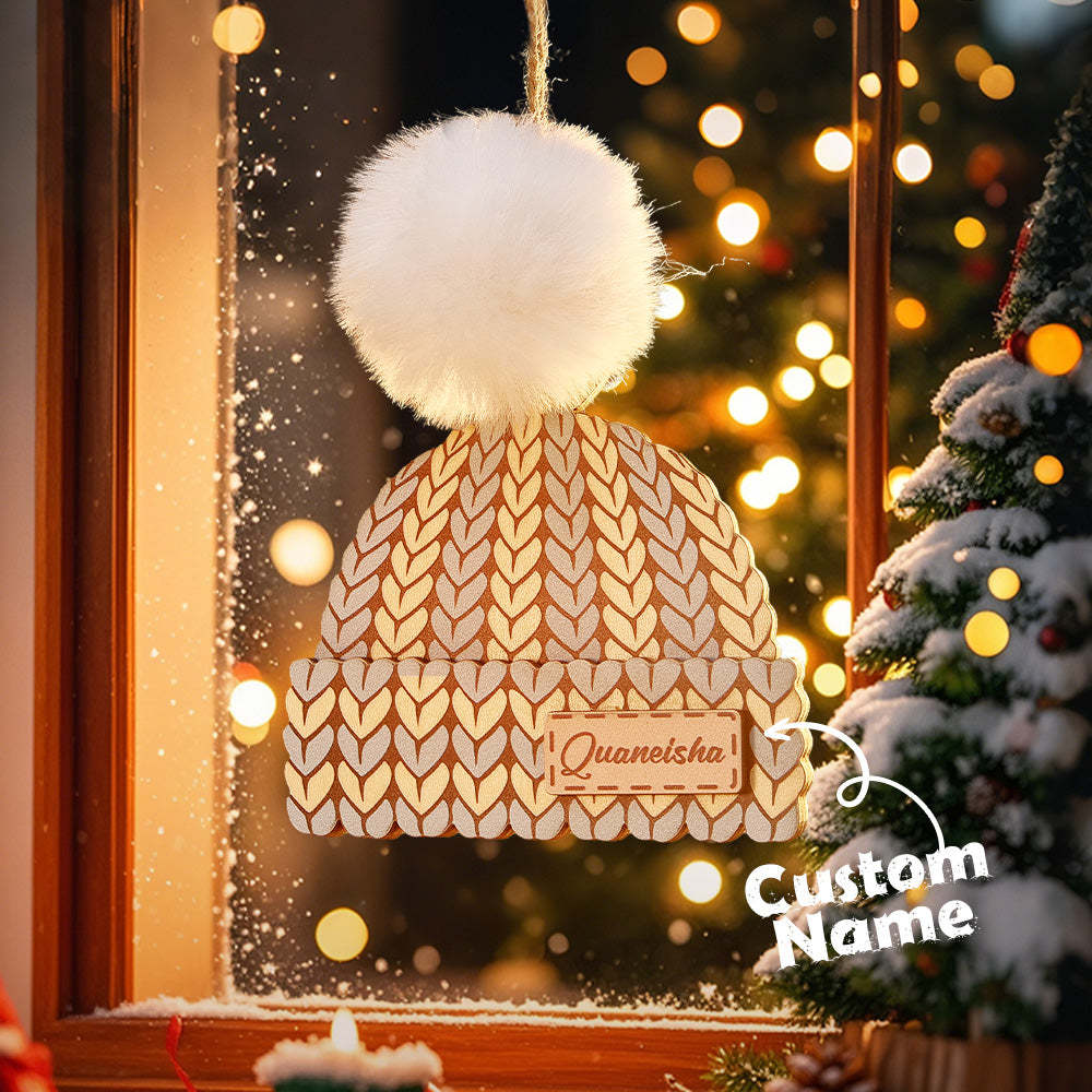 Personalized Name Winter Beanie Hat Christmas Ornament Custom Christmas Winter Mitten Stocking Sweater Ornament - MyPhotoMugs