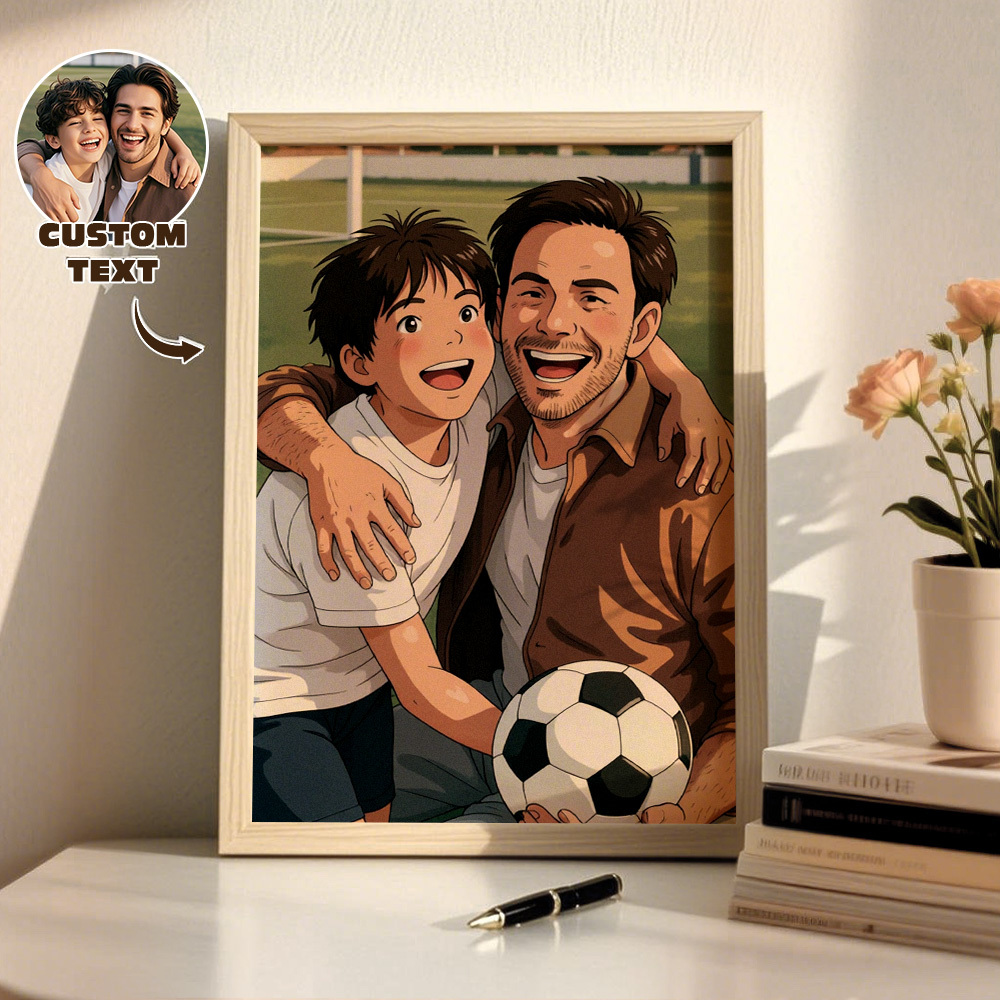 Custom Photo Ghibli Style Frame Custom Photo Frame Custom Gifts for Father