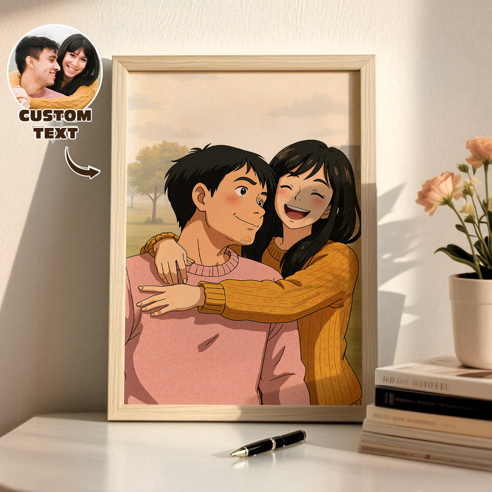 Custom Photo Ghibli Style Frame Custom Photo Frame Custom Gifts for Father