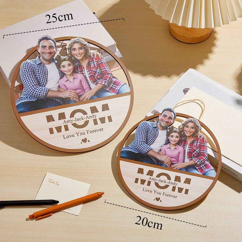 Custom Cartoon Wooden Frame Personalized Cartoon Photo Gifts Cute Wooden Decoration Gift