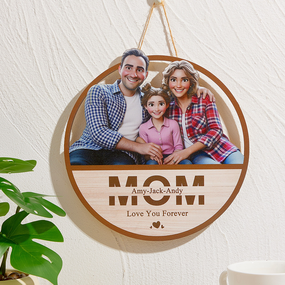 Custom Cartoon Wooden Frame Personalized Cartoon Photo Gifts Cute Wooden Decoration Gift