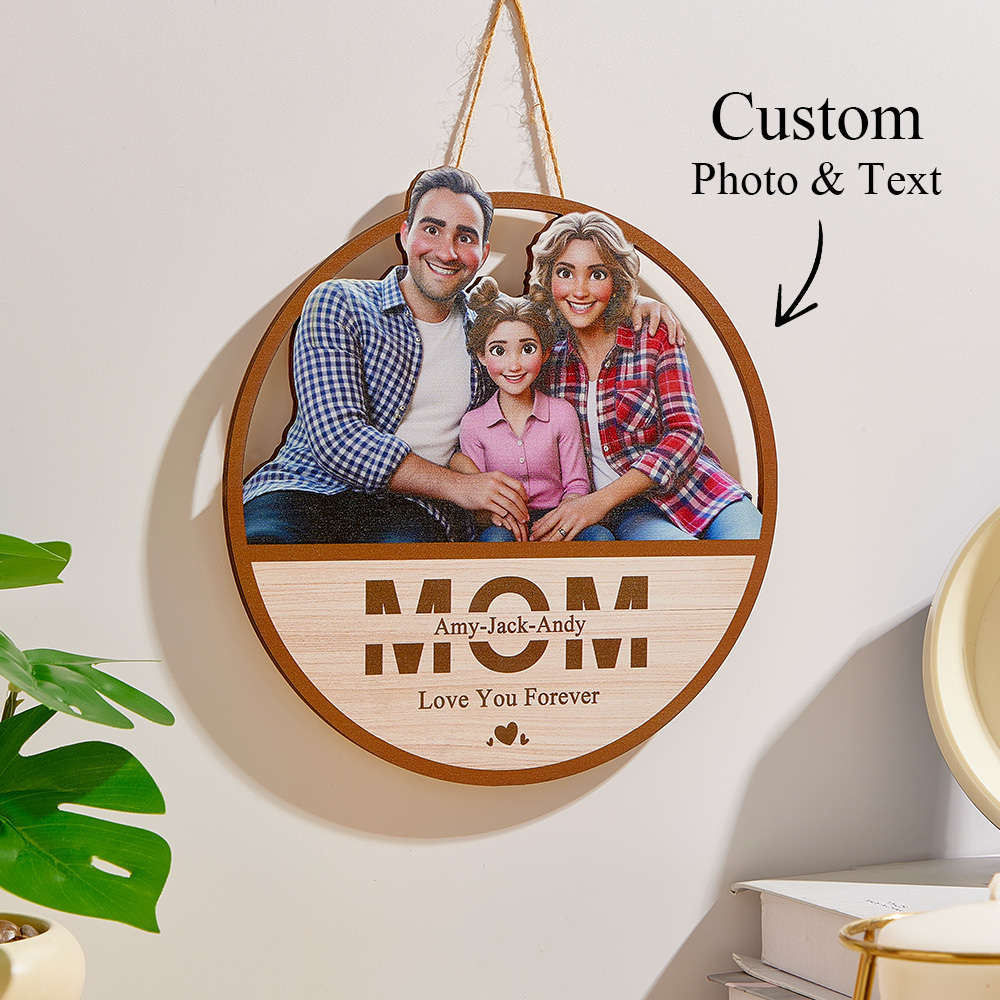 Custom Cartoon Wooden Frame Personalized Cartoon Photo Gifts Cute Wooden Decoration Gift