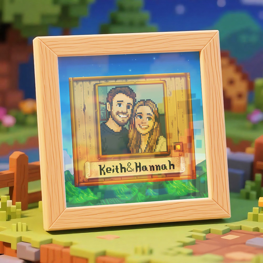 Personalized Pixel Art Photo Frame, Personalized Couple Portrait - MyPhotoMugs