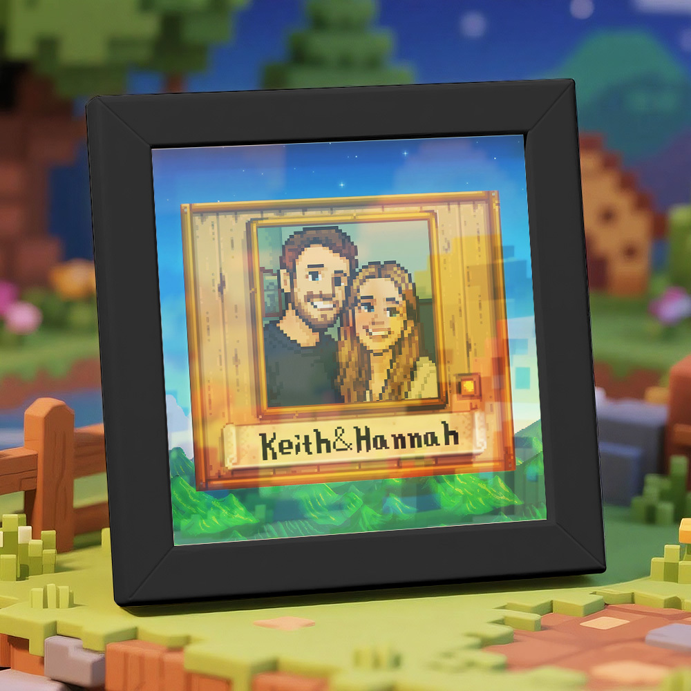 Personalized Pixel Art Photo Frame, Personalized Couple Portrait - MyPhotoMugs