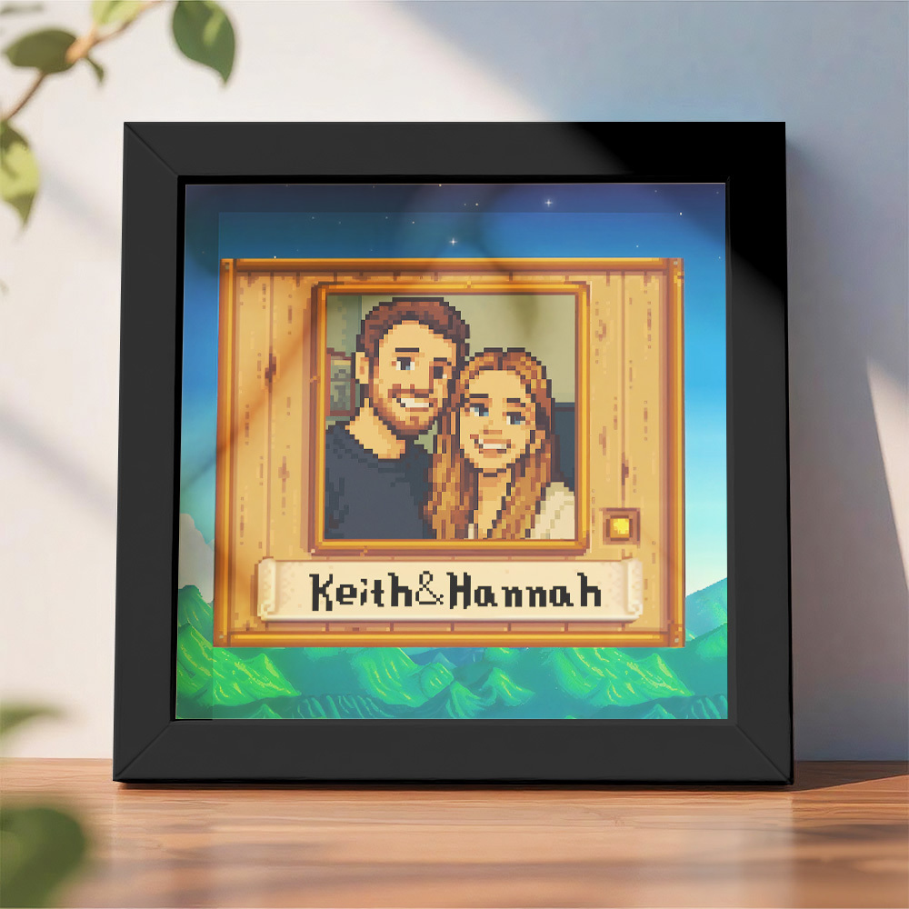 Personalized Pixel Art Photo Frame, Personalized Couple Portrait - MyPhotoMugs