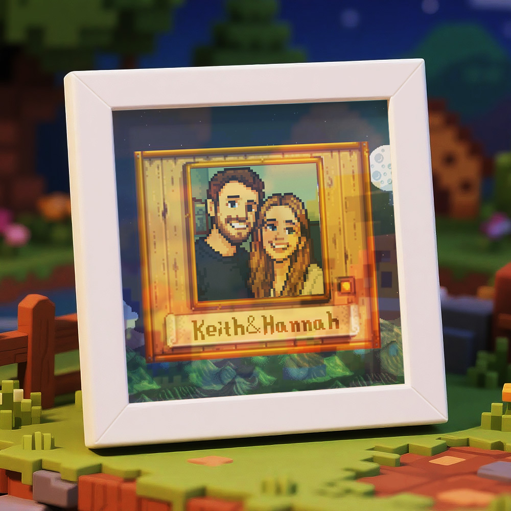 Personalized Pixel Art Photo Frame, Personalized Couple Portrait - MyPhotoMugs
