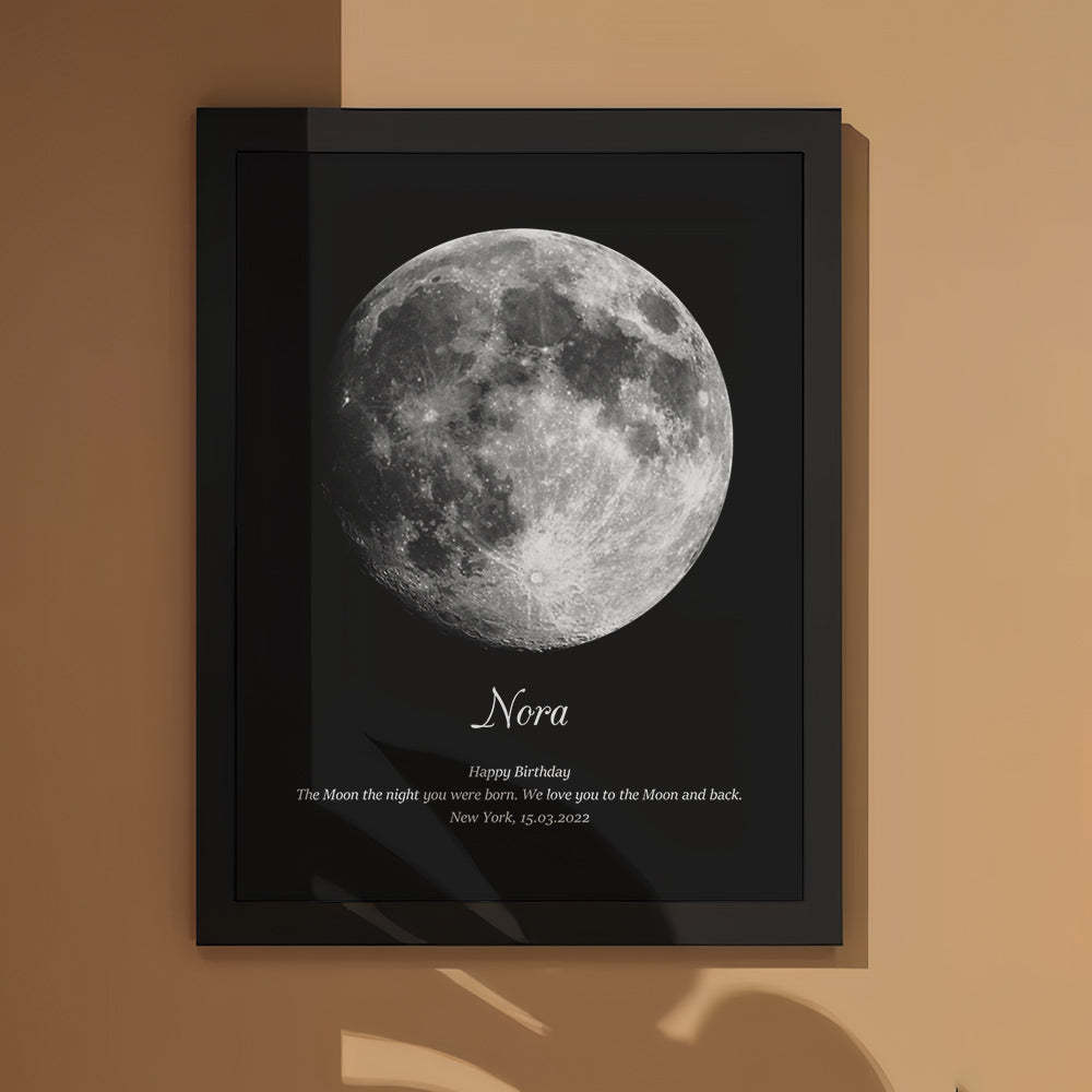 Custom Moon Phase Wooden Frame with Personalized Name and Text - Myphotomugs