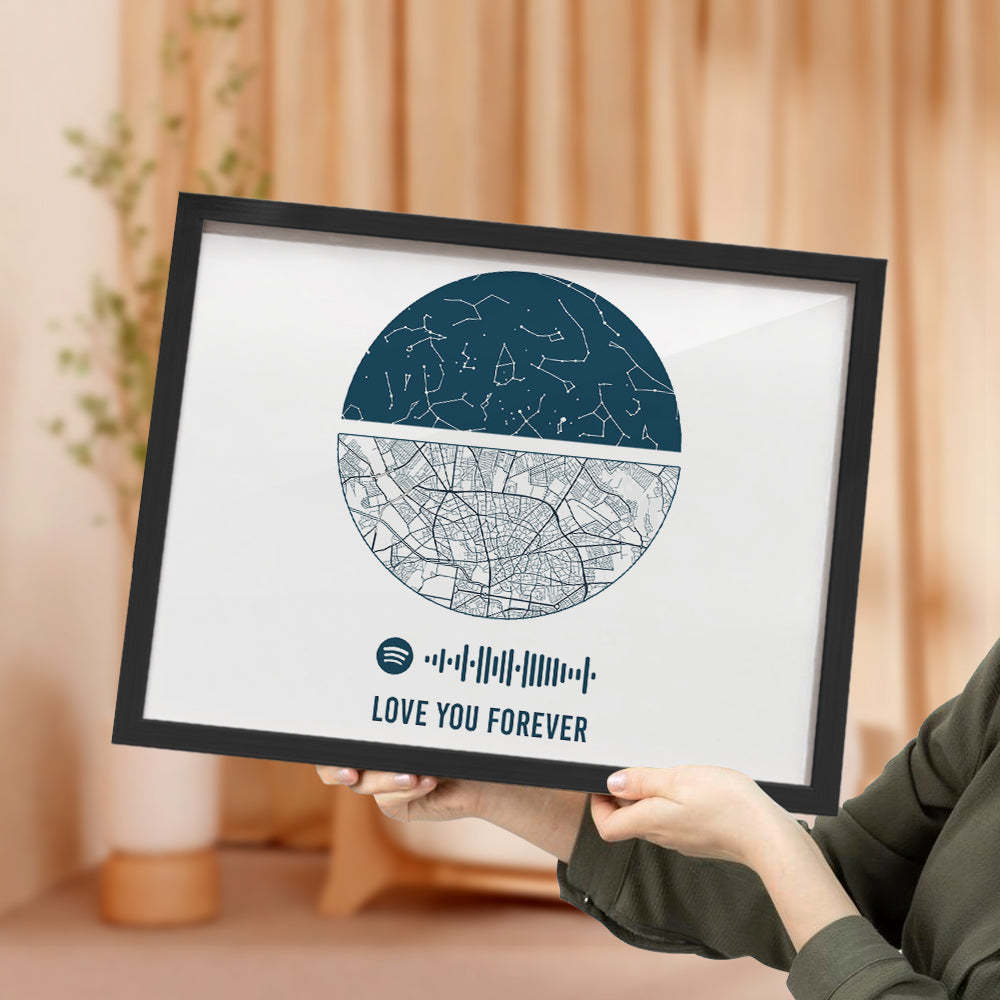 Custom Spotify Frame Custom Night Sky and Map Gift Anniversary Gift for Lover - Myphotomugs