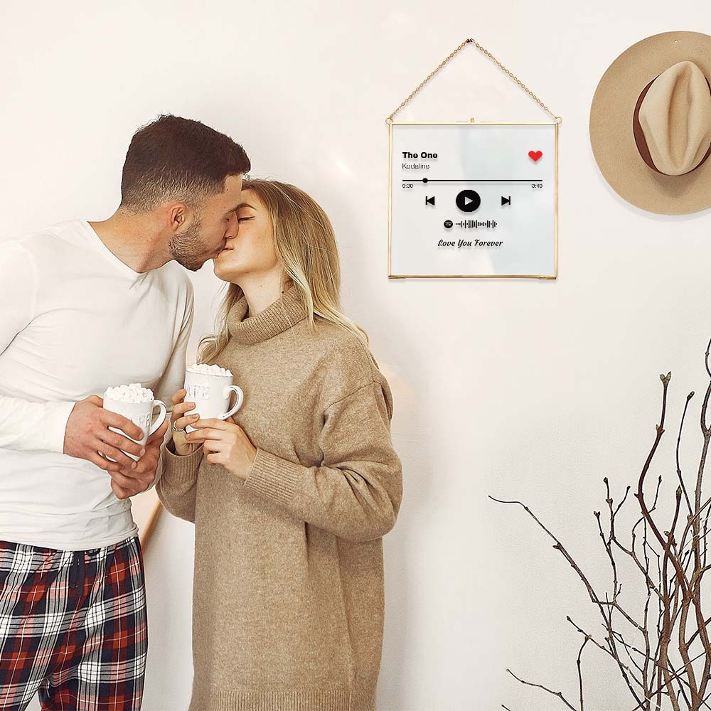 Personalized Spotify Song Acrylic Plaque with Metal Frame Gift for Couple - Myphotomugs