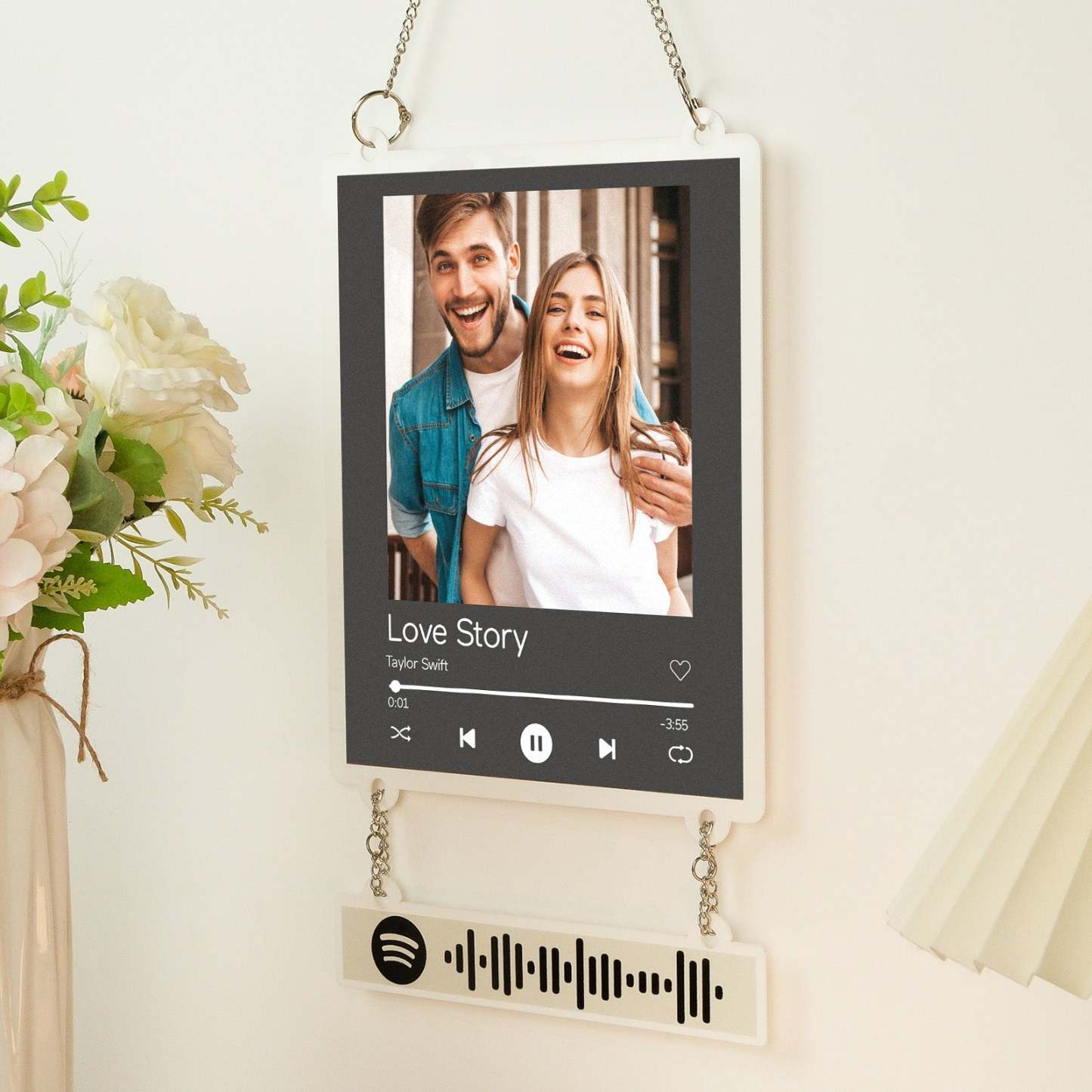 Personalized Photo Spotify White Acrylic Plaque Home Decoration Gift for Couple - Myphotomugs