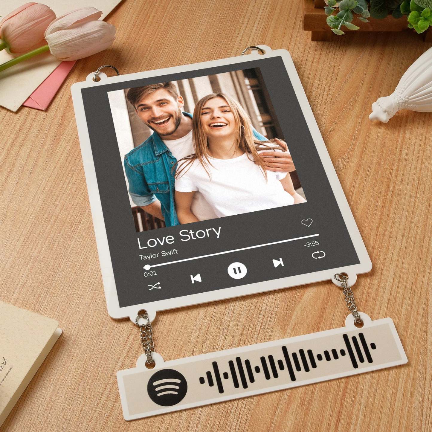 Personalized Photo Spotify White Acrylic Plaque Home Decoration Gift for Couple - Myphotomugs