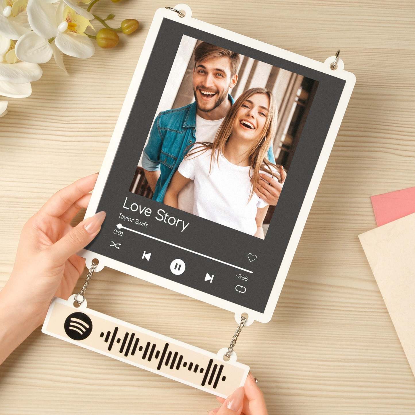 Personalized Photo Spotify White Acrylic Plaque Home Decoration Gift for Couple - Myphotomugs