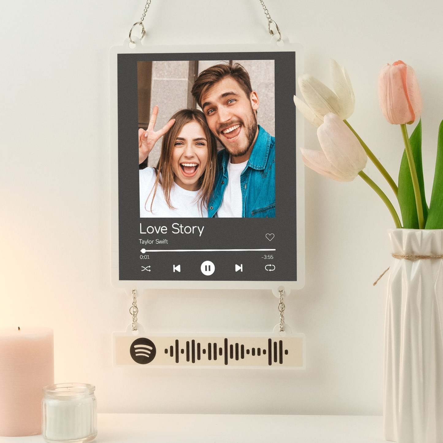 Personalized Photo Spotify White Acrylic Plaque Home Decoration Gift for Couple - Myphotomugs