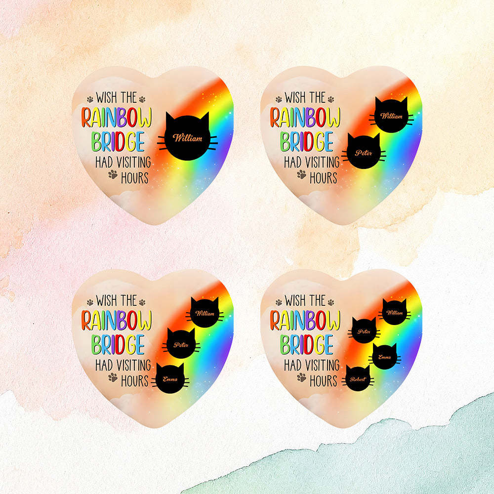 Personalized Heart Cat Ornament Wish The Rainbow Bridge Had Visiting Hours Ornament for Cat Memorial Gift - Myphotomugs