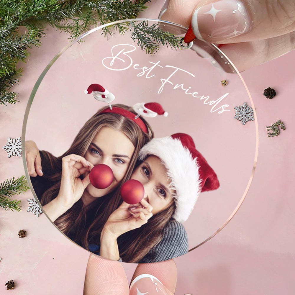Personalized Photo Christmas Ornament with Text Christmas Gifts for Friends or Family - Myphotomugs
