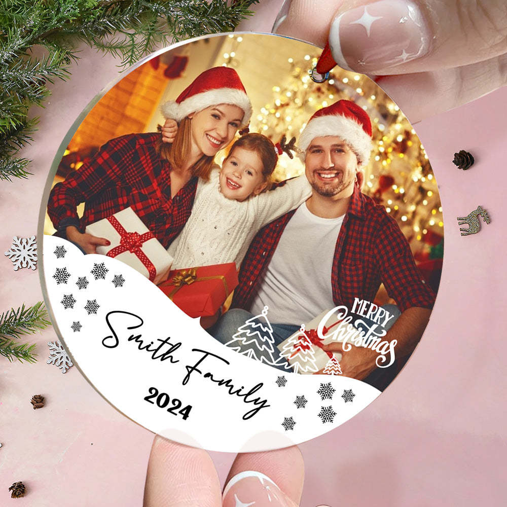 Personalized Photo Christmas Ornament with Family Name Christmas Ornament Gifts for Family - Myphotomugs