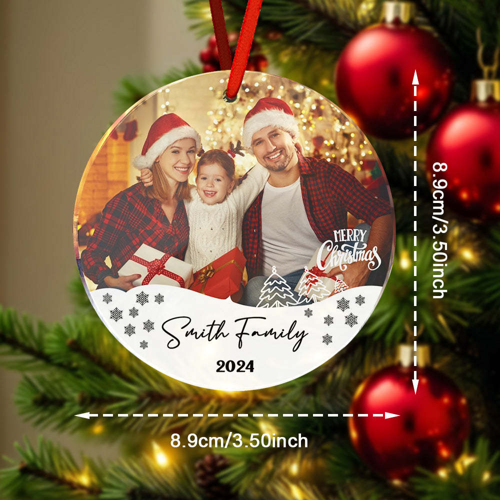 Personalized Photo Christmas Ornament with Family Name Christmas Ornament Gifts for Family - Myphotomugs