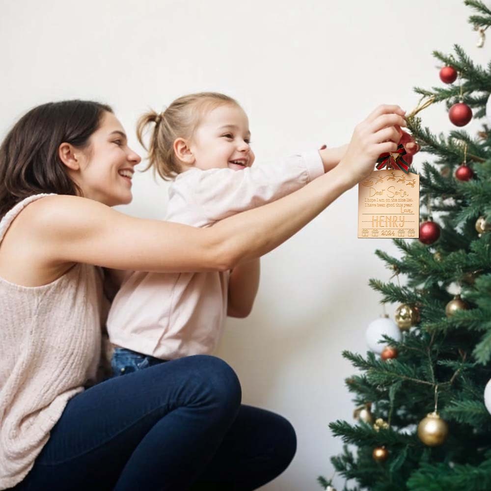 Personalized Dear Santa Christmas Ornament with Name Wood Ornament Christmas Gift for Kids - MyPhotoMugs