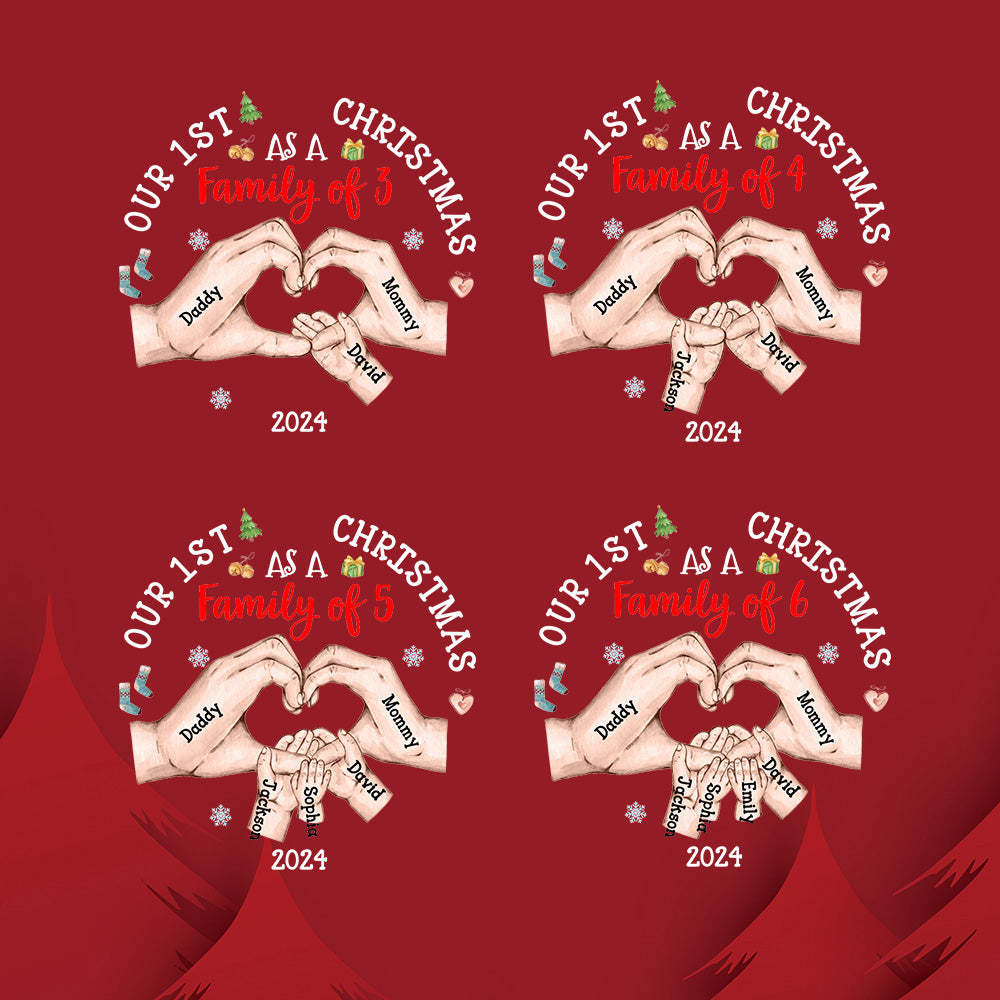 Personalized Baby's First Christmas As A Family Ornament with Name Glass Christmas Ornament - MyPhotoMugs