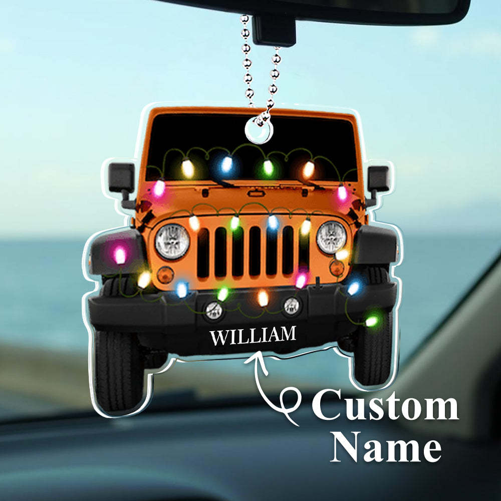 Personalized Car Ornament with Name Acrylic Christmas Ornament for Christmas Gift - Myphotomugs