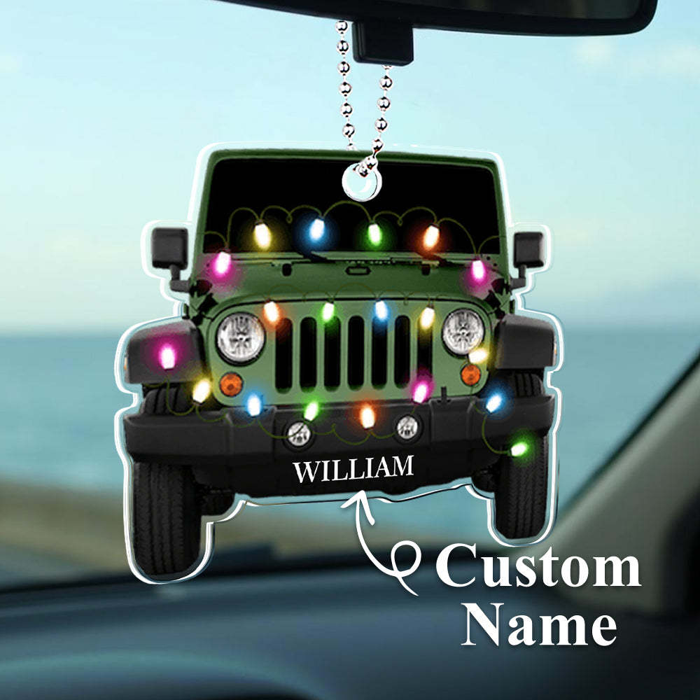 Personalized Car Ornament with Name Acrylic Christmas Ornament for Christmas Gift - Myphotomugs